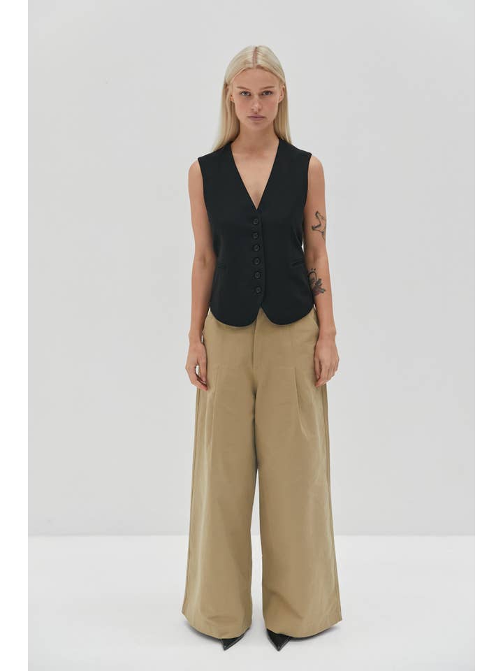 - Tan Ella Canvas Byxor - Tan för wholesale på Faire4