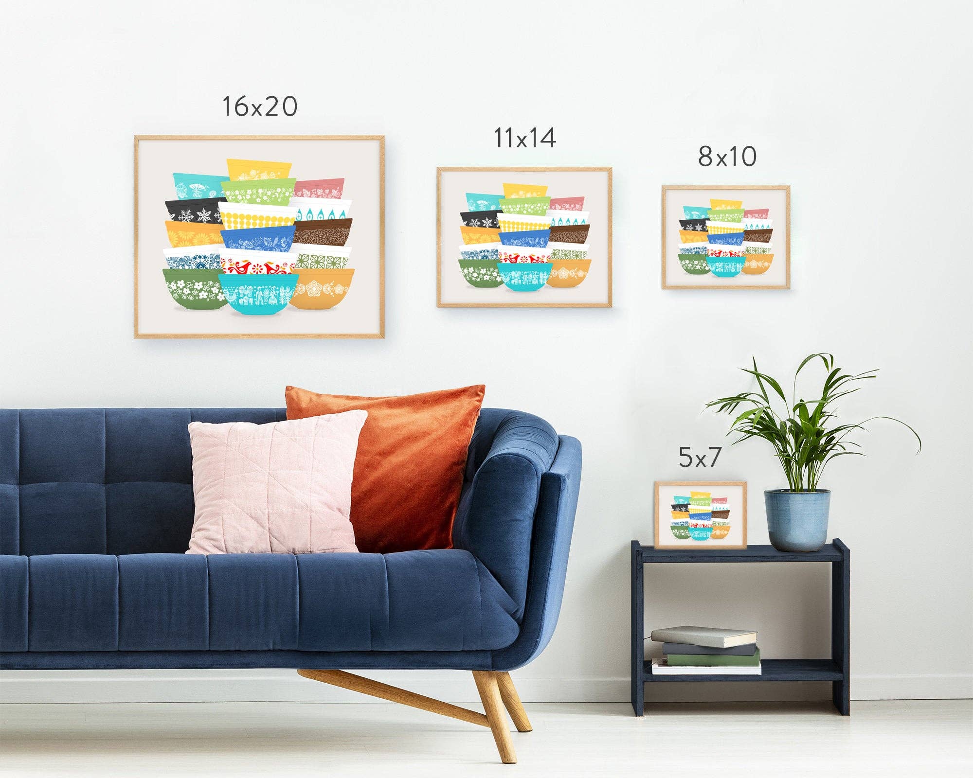 Twinkltoast - Wholesale Art Print - Colorful Pyrex-Inspired Bowl Stacks Print – Retro Wall Art1