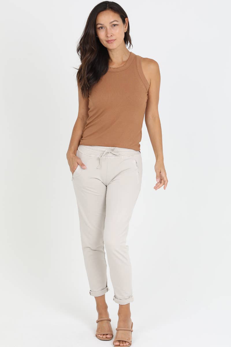 Nostalgia - Wholesale Lounge Sweatpants/Joggers - Women's - NP746-ASIS PULL ON TIE FRONT ZIPPER POCKET FRENCH TERRY JOGG24