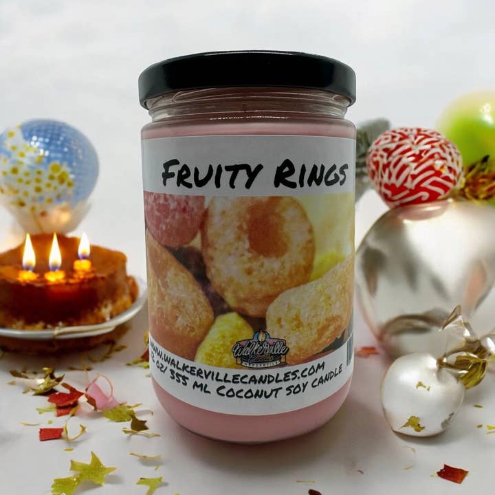 Walkerville Candles - Wholesale Jar/Filled Candle - Fruity Rings Eco-friendly 12 oz Coconut Soy Candle3