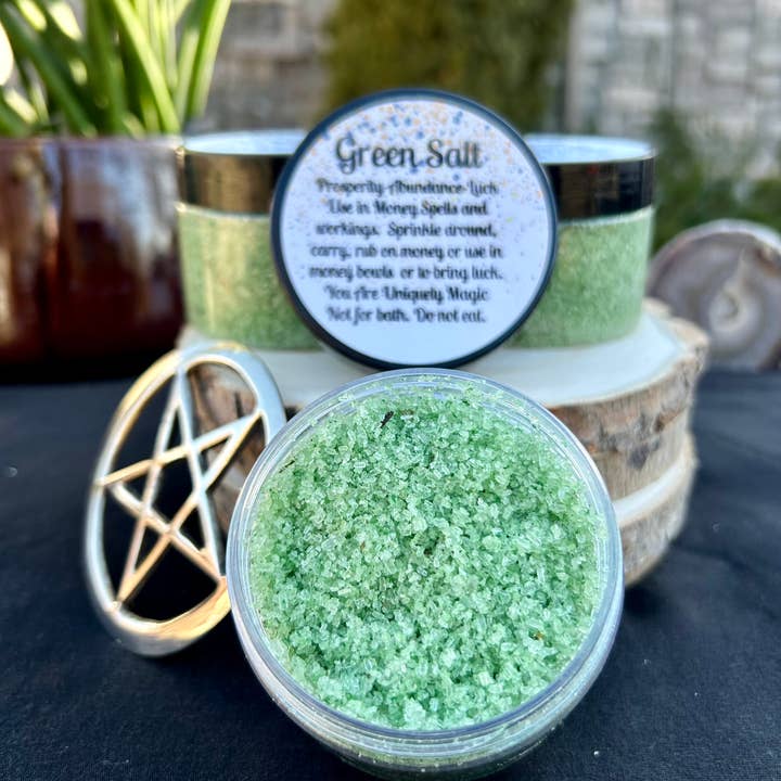 You Are Uniquely Magic - Wholesale Meditation Supplies - Green Witches Salt-Prosperity and Wealth 5oz