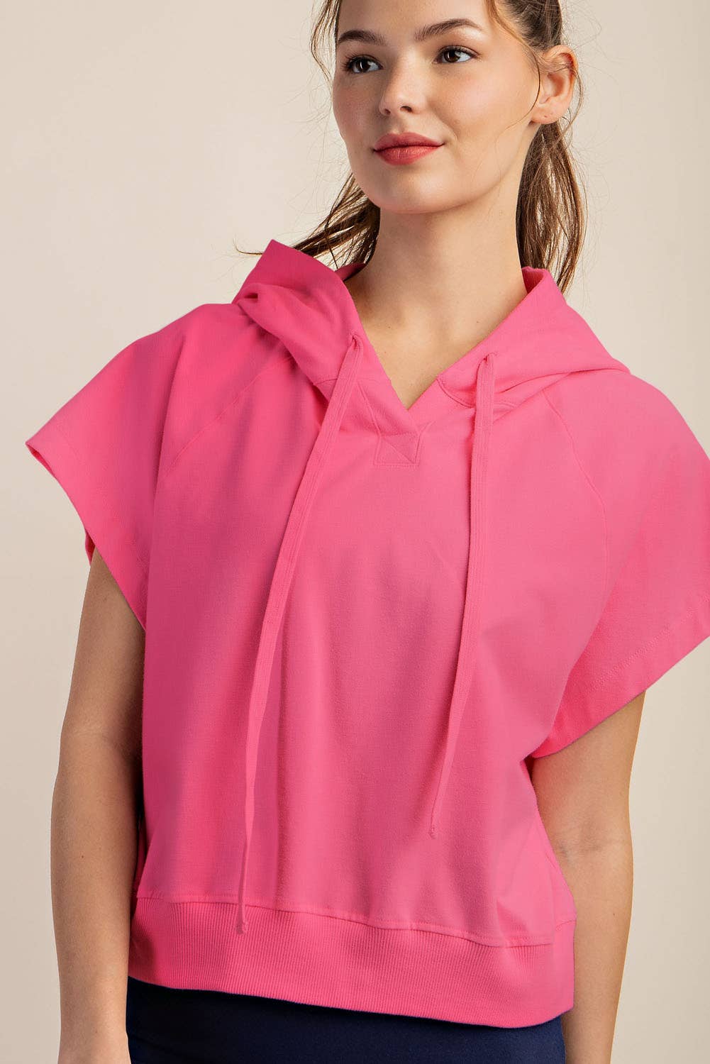 Rae Mode - Wholesale Hoodie - Women's - COTTON LYCRA SHORT SLEEVE HOODIE TOP35