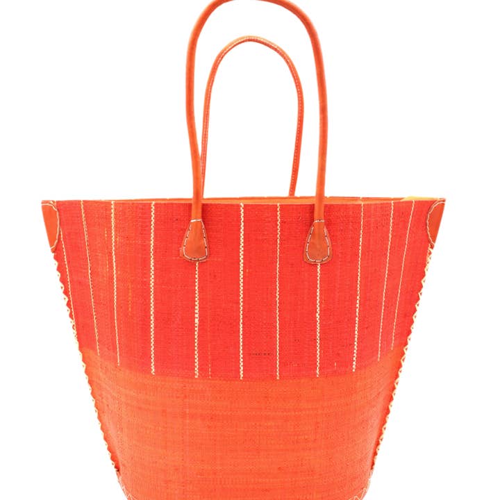 Shebobo - Wholesale Beach Bag - Santa Cruz Two Tone Pinstripes Large Straw Tote Bag