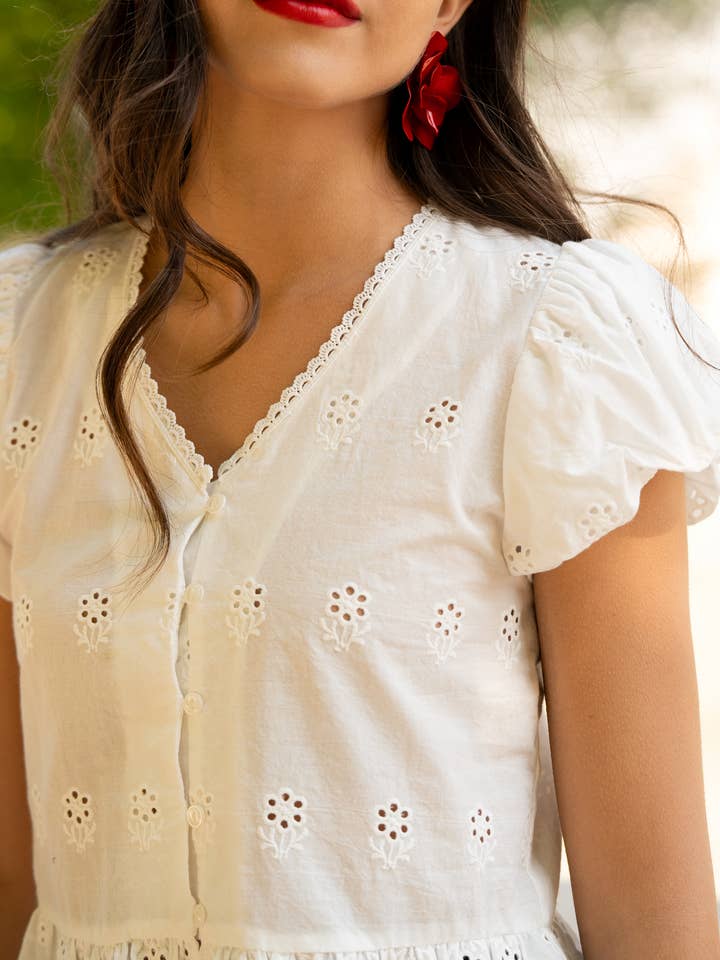 LULUMARY - Wholesale Button Down Shirt - Women's - Embroidered shirt CH3642