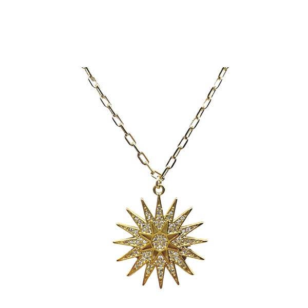 Collana con micropavé di zirconi cubici Starburst 18kt per la vendita all'ingrosso da parte di Athena Designs