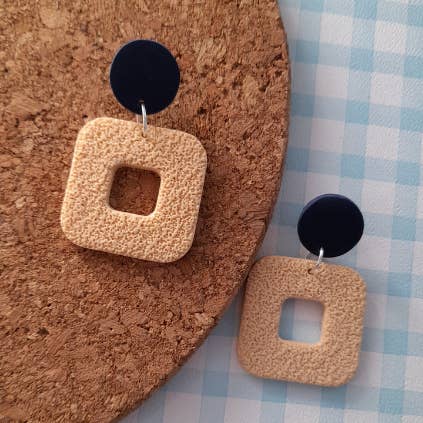 Textured square block colour polymer clay autumn earrings for wholesale by House of Hetty