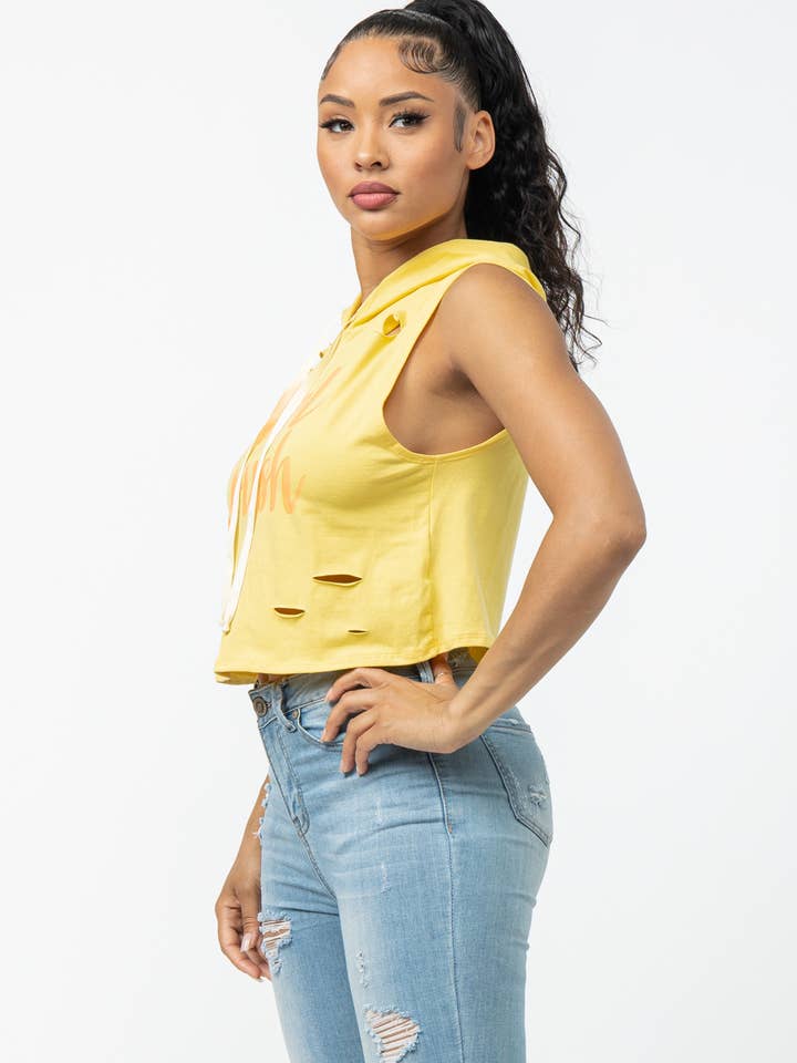 Julia by LoveJ - Wholesale Hoodie - Women's - Front Screen Laser Drawstring Hoodie Top24