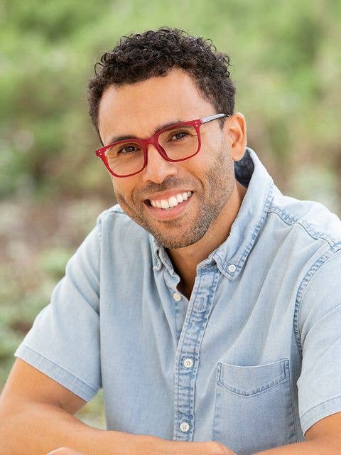 Blue Planet Eco-Eyewear - Wholesale Eyeglasses - Men's - Byren - Matt Red/ Tort - Blue Light Filtering1