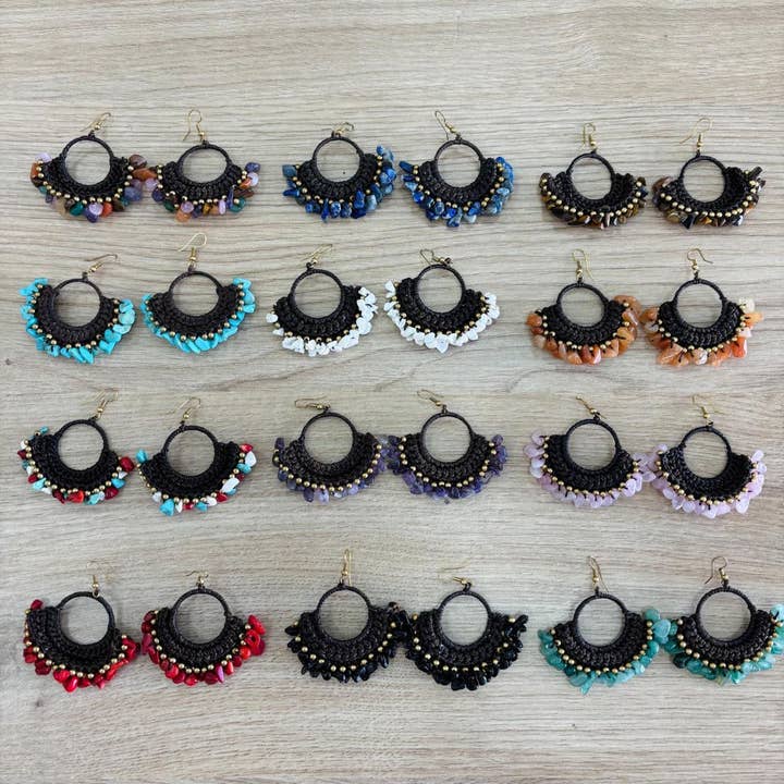 Hecho a mano - Wholesale Dangle Earrings - Round macrame earrings1