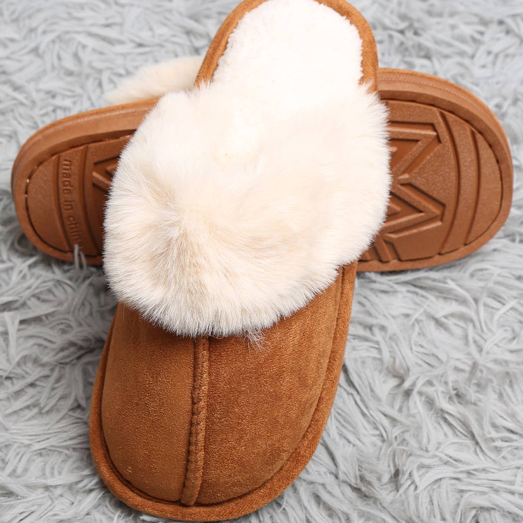 Fashion City - Wholesale Slippers - Women's - Solid Faux Fur Suede All Day Mule Slippers7
