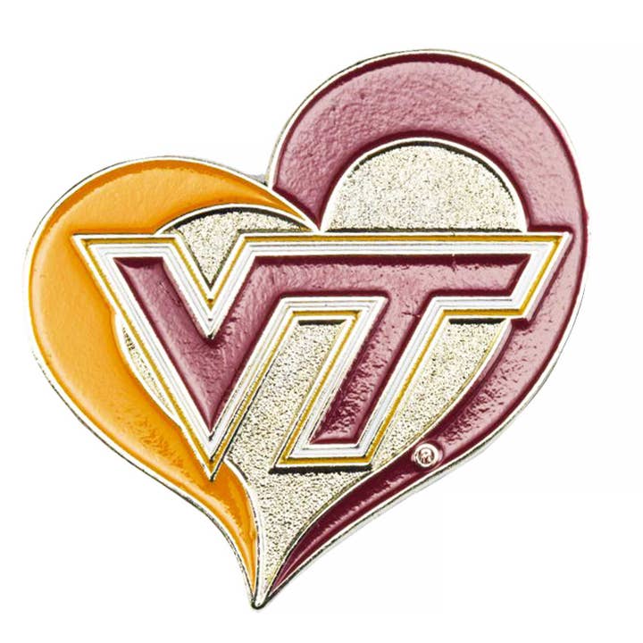 NCAA Virginia Tech Hokies Swirl Heart Pin for wholesale by Aminco USA