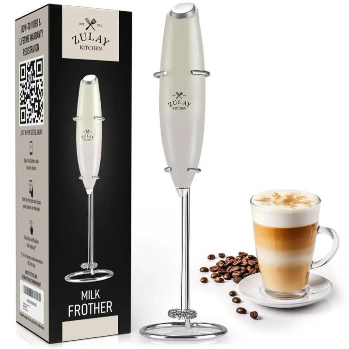 Zulay Kitchen - Wholesale Kitchen Tool/Gadget - Powerful Handheld Milk Frother with Stand3