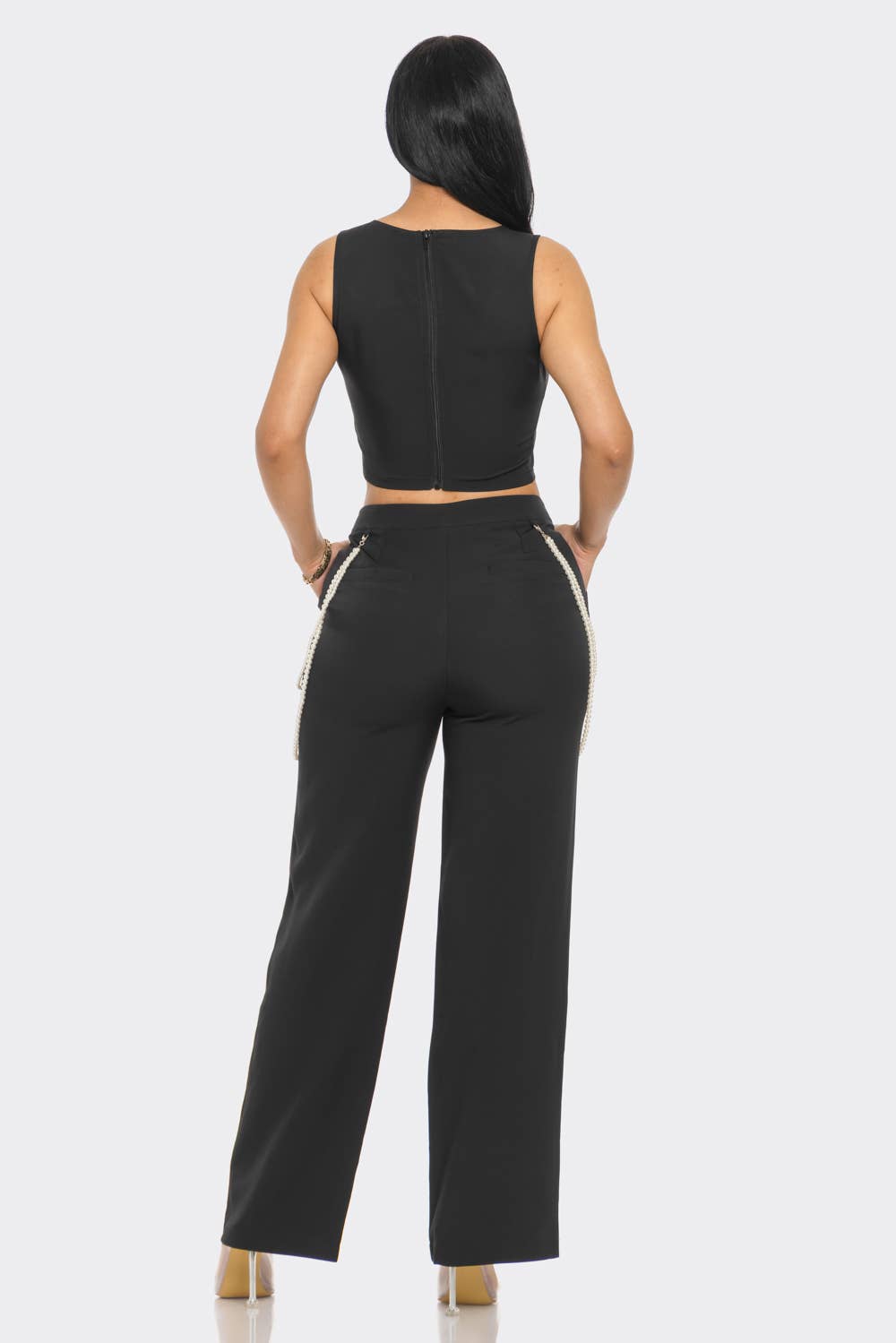 CAPSULLE - Wholesale Top & Pant Set (NOT Loungewear) - Women's - Pearly Chain Sleeveless Set8