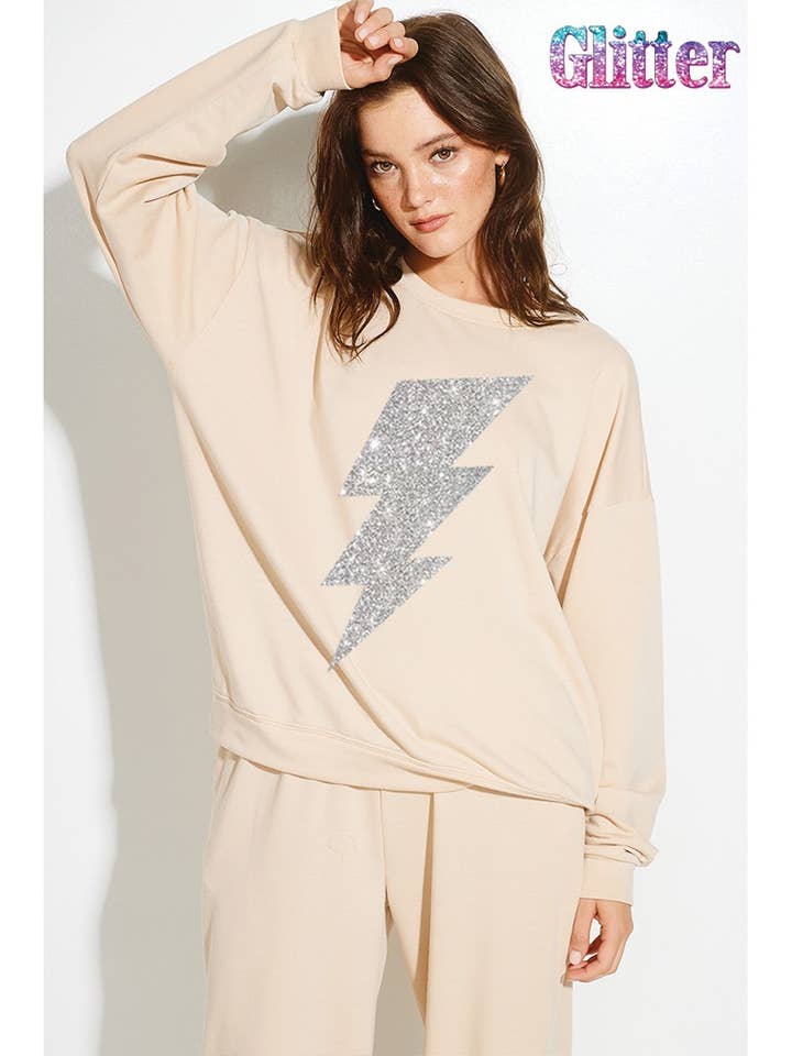 Phil Love - Wholesale Loungeset - Dames - Badstof sweatshirtset met bliksemprint9