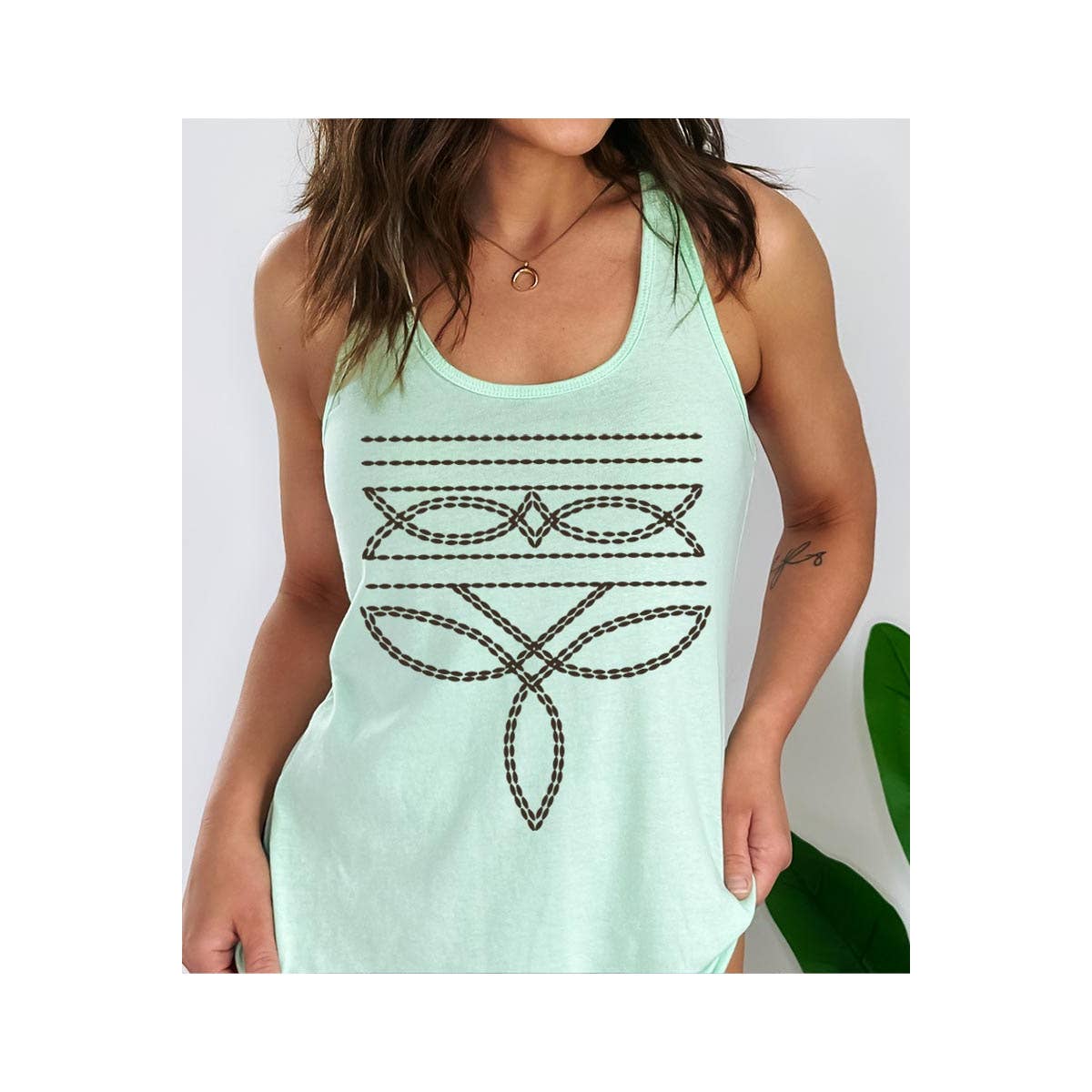 COLORBEAR - Wholesale Tank Top - Women's - Western Boot Stitch Graphic Racerback Tank Top6