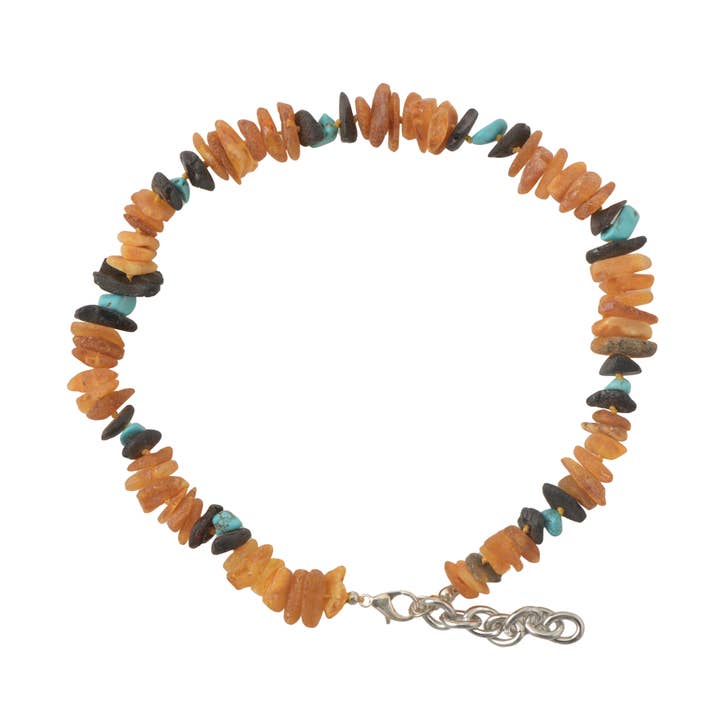 Bernstein-Halsband für Haustiere - Cognac, Kirschbernstein mit Türkis für den Großhandel von The Natural Amber