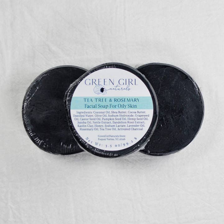 Gesichtsseife mit Teebaum & Rosmarin (für fettige Haut) für den Großhandel von Green Girl Naturals