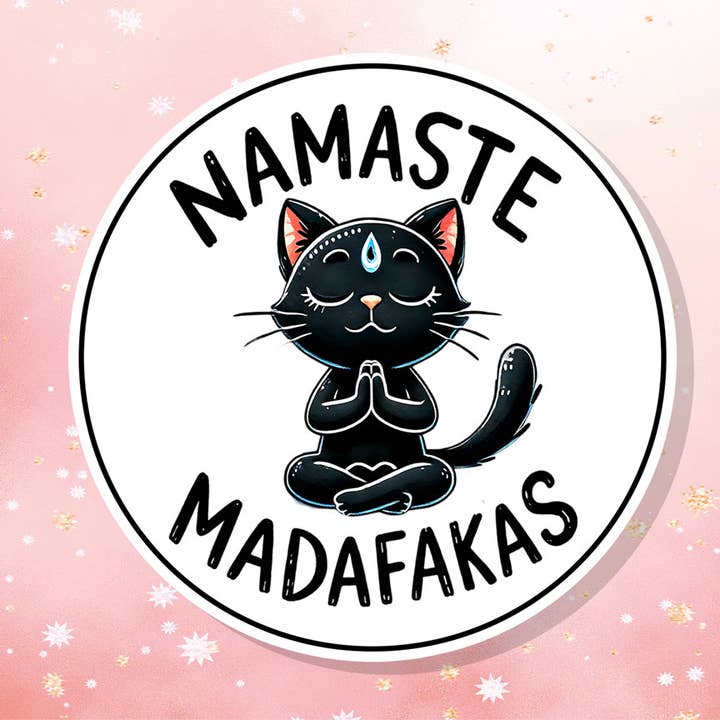 Namaste Madafakas Yoga Vinyl klistermærke Snarky Cat for engroshandel hos London Luxury Candles