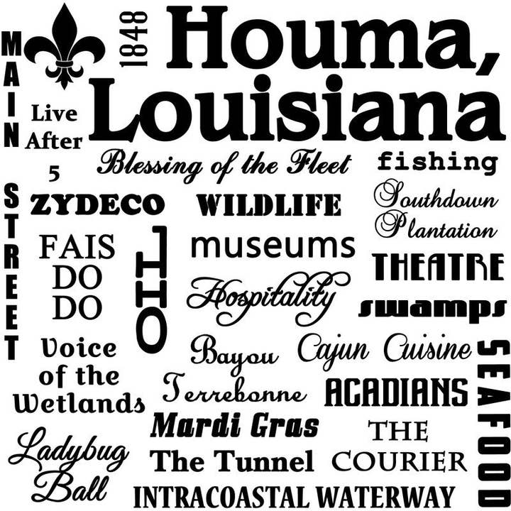 Houma, Louisiana, Souvenir Kitchen Tea Towel for wholesale by Distinctive Design Wholesale