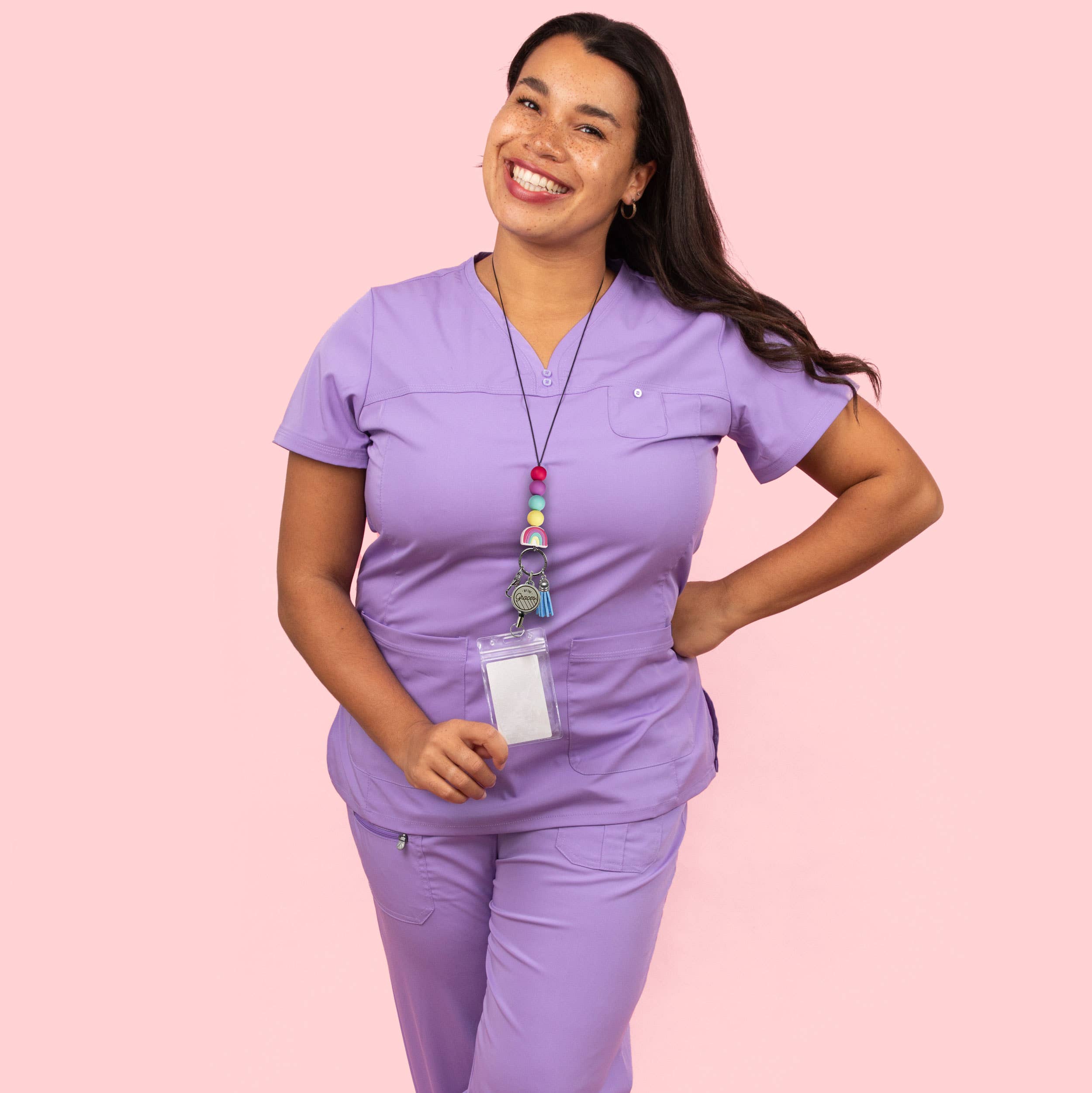 By the Graces – Fita porta-chaves – Mulher por atacado – Razzle Deslumbre Rainbow Lanyard (Presente perfeito para enfermeiros!)2