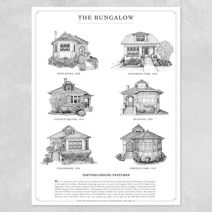 Wonder City Studio - Wholesale Art Print - The Bungalow - Iconic Chicago Home Style Art Print