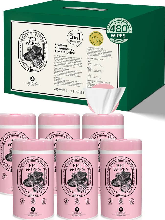 Hyaluronic Acid & Aloe Vera Extract Pet Wipes, 6-Tubs Gift for wholesale by Seedshub