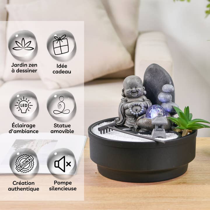 Zen'Arôme – Großhandel Tischdeko – Zen'Arome Sikhi Zimmerbrunnen mit Zen-Garten - Entspannendes Dekor2