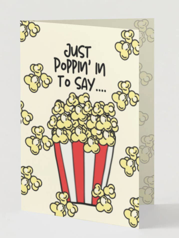 Greeting Card: Just Poppin' In for wholesale by Chika Paper Studio