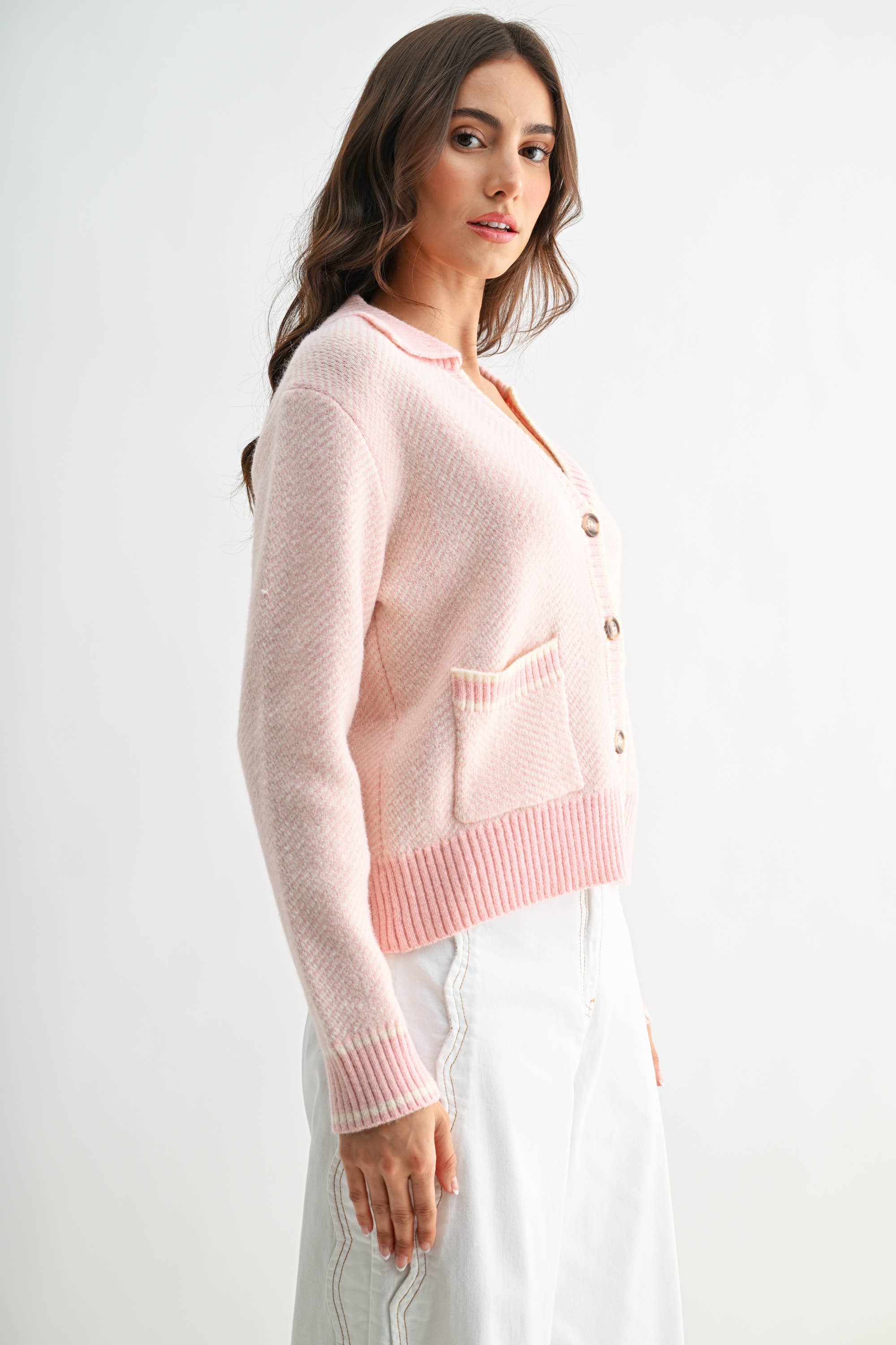 Camellia - Wholesale Knit Sweater - Women's - CW10236E HERRINGBONE KNIT CARDIGAN34