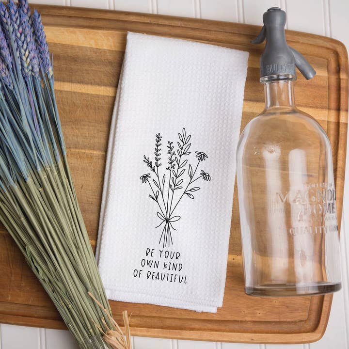 Wildflower Waffle Kitchen Towel, Bathroom Towel for wholesale by Amber Marie Design