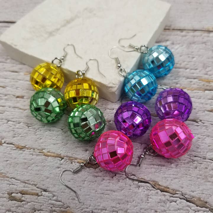 Treasure Wholesale - Wholesale Dangle Earrings - Medium Disco Ball Earrings3
