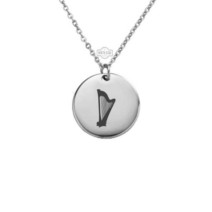 Personalized Harp Necklace/Keychain Music Lover Gift for wholesale by North Star Rustics Too