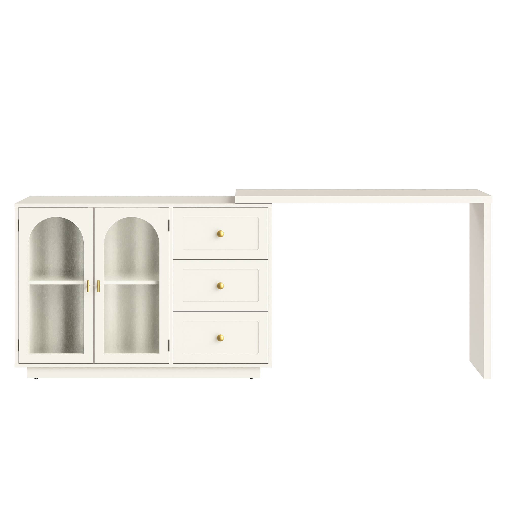 Heynemo - Wholesale Console Table - 83” Extendable Makeup Vanity Desk with 3 Drawer & 2 Door2