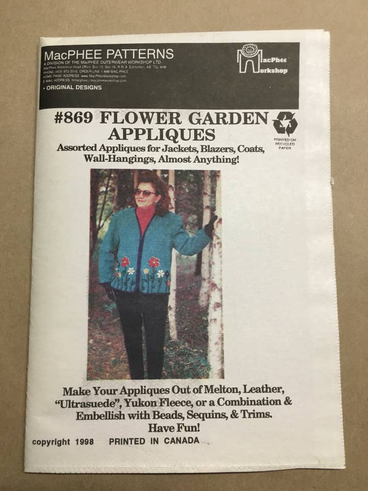 #869 FLOWER GARDEN APPLIQUES for wholesale by Macphee Workshop