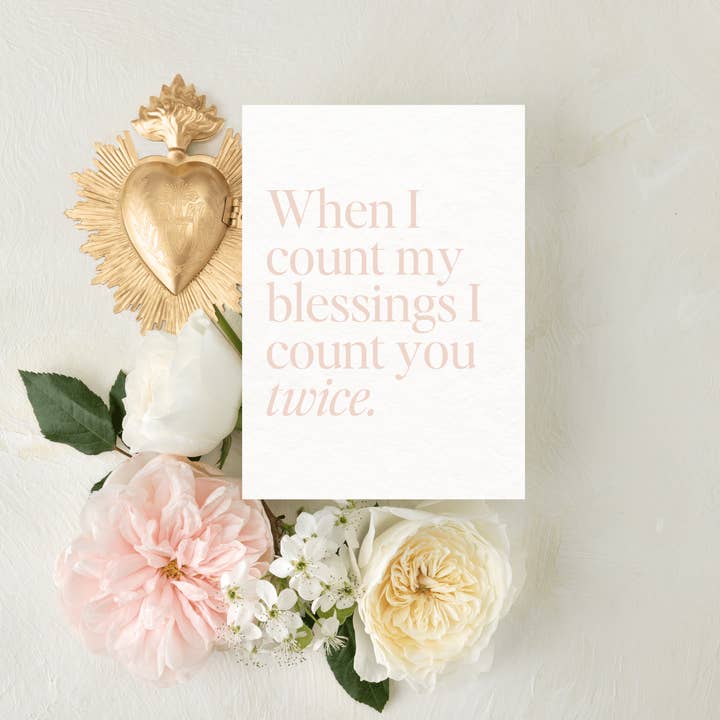 Count my Blessings, Catholic Stationery Folded Greeting Card for wholesale by Pietà Paperie
