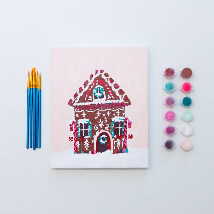 paint anywhere - Wholesale DIY Craft Kit - Gingerbread Home by Nysha Lilly Holiday Paint by Numbers Framed Mini