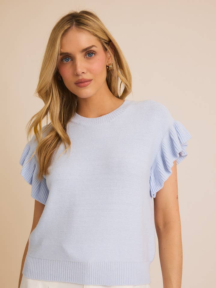 GILLI - Wholesale Knit Top - Women's - RUFFLE SLEEVE KNIT TOP