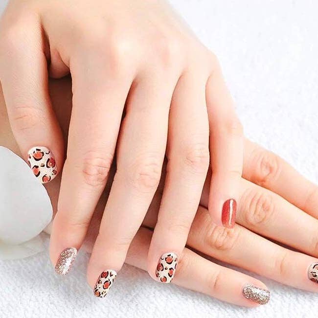ClebleNails – wholesale Nail art/decal – Cheetah Nail Wraps / Leopard Nail Polish Strips / Glitter Nail Stickers / Korean Nail Wraps / Orange Gold Animal Nail Wraps Free Shipping US