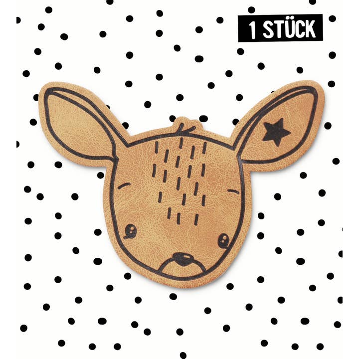 Paul und Clara - Vendita all'ingrosso Attrezzature per lavoretti e fai da te - Etichetta in pelle sintetica - Deer Benny Stern *iron-on*