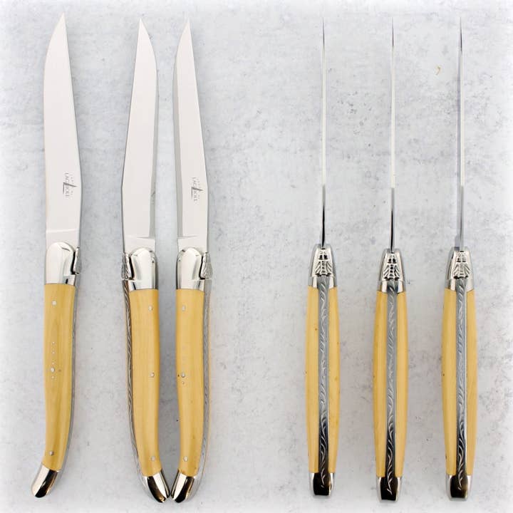 Forge de Laguiole Boxwood Steak Knives - Shiny for wholesale by Laguiole Imports
