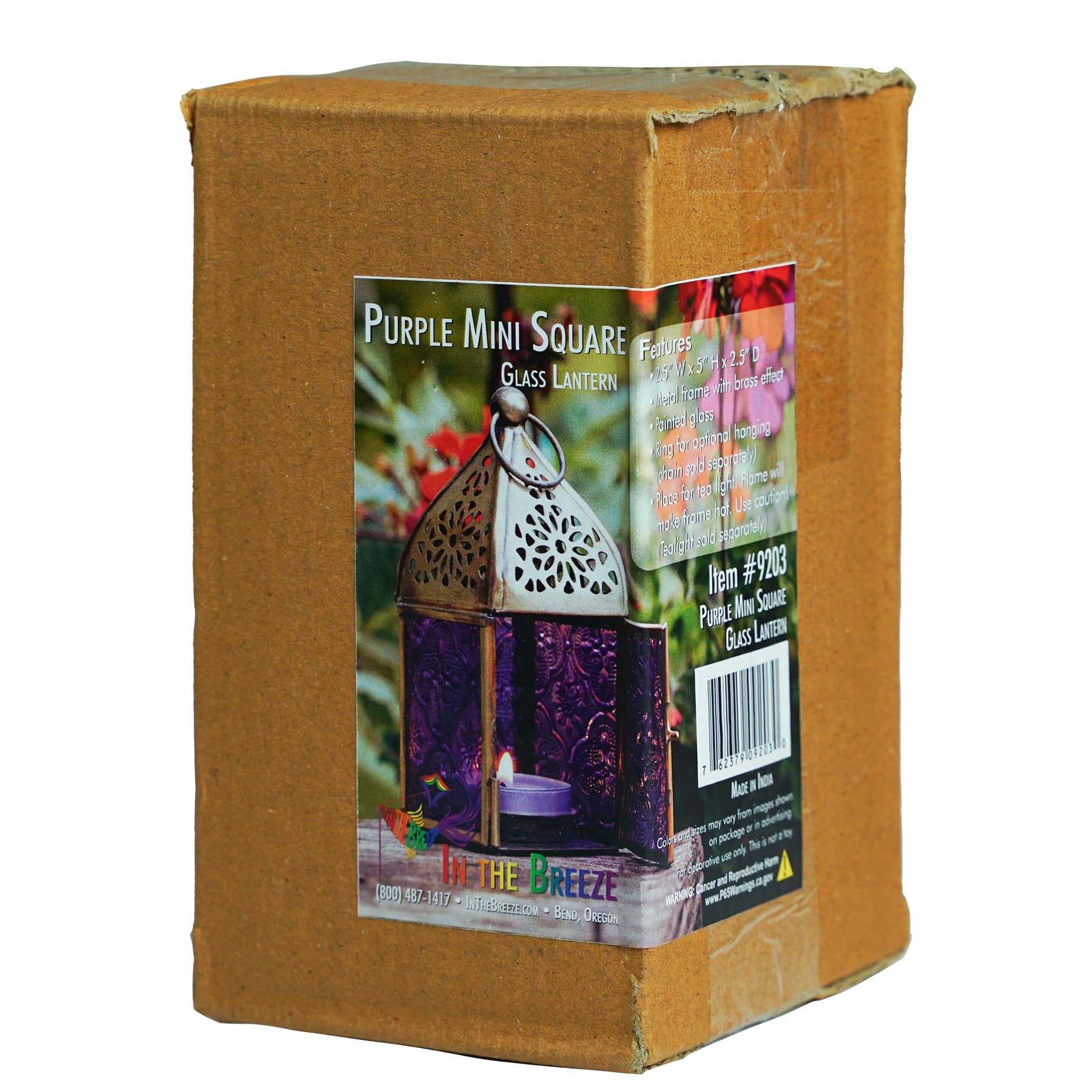 In the Breeze, LLC. - Wholesale Candle Holder - Mini Purple Square Glass Tealight Lantern5