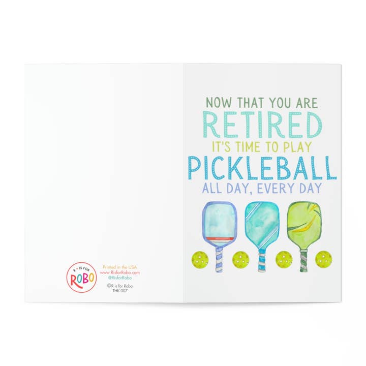R is for Robo - Wholesale Retirement card - Pickleball Retirement Card - Funny Going Away Greeting Cards2