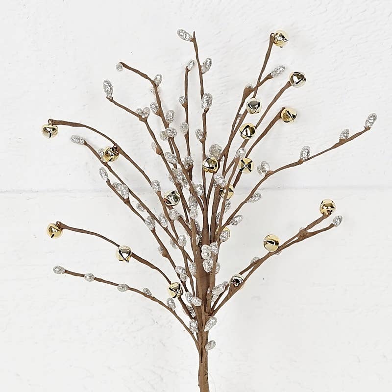 Impressive Enterprises, Inc. - Wholesale Christmas Decoration - ISB71513- 14in Glitter Mini Bells and Pip Spray-Champagne5