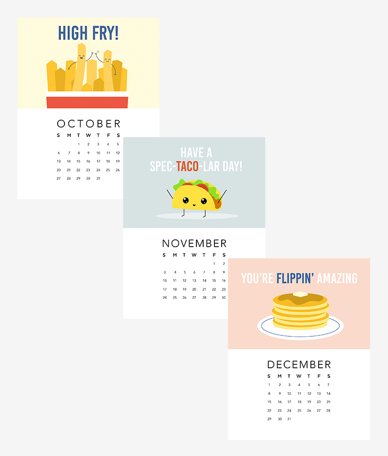 IMPAPER – Calendário por atacado – Calendário de Secretária 2026 "Food Puntastic" com Cavalete4