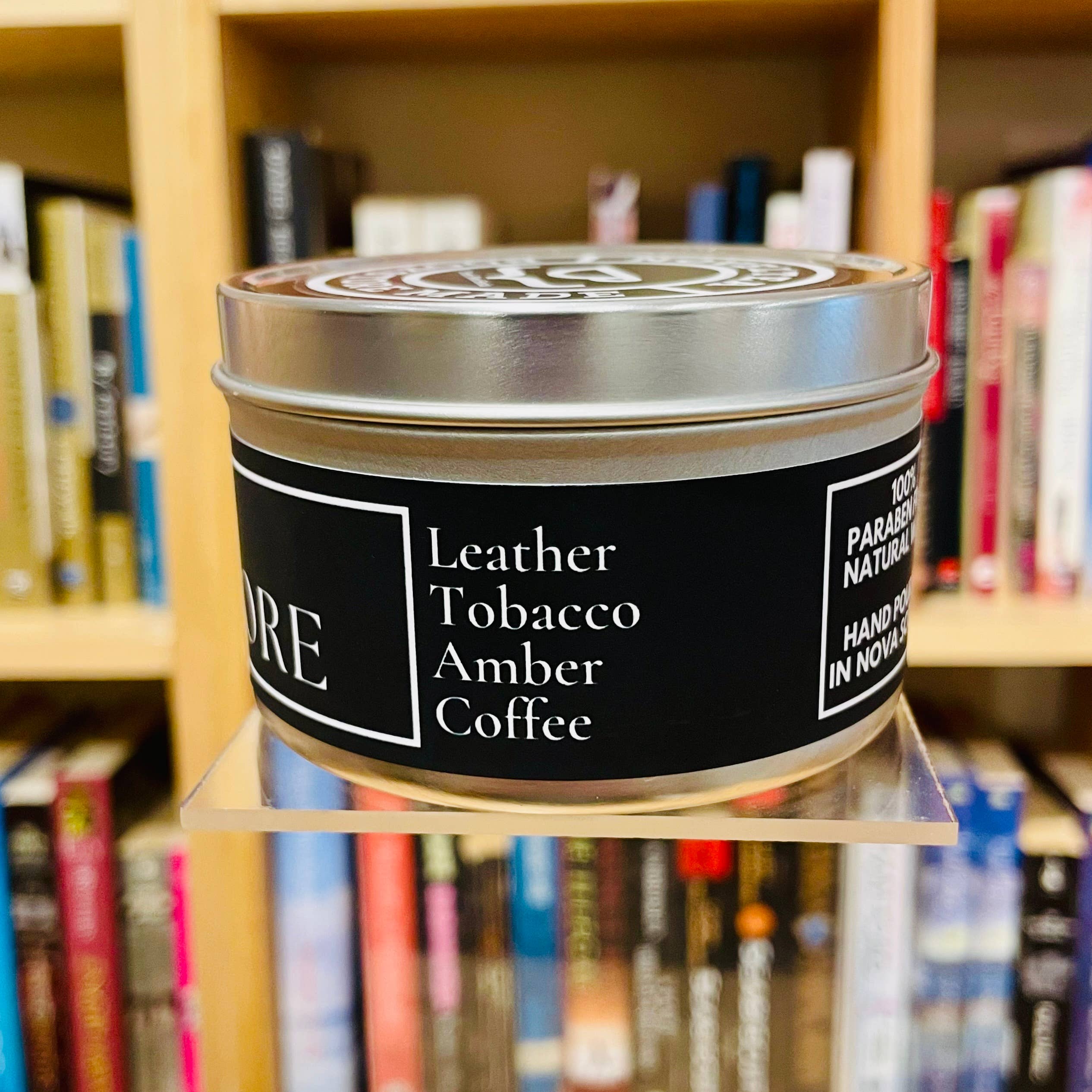 NovelTea Bookstore & Gifts - Wholesale Travel Candles - Old Bookstore - Leather & Coffee Scented Black Label Candle10