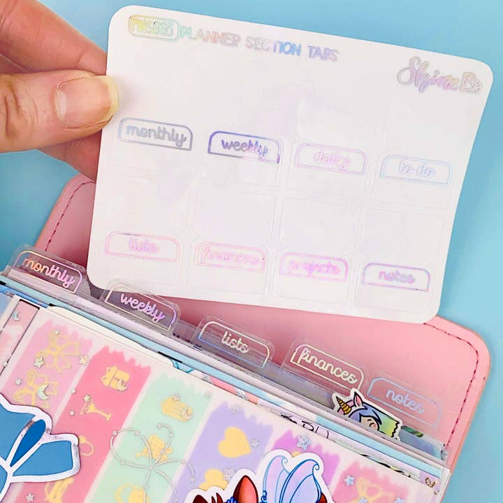 Shine Sticker Studio – wholesale Sticker – FOIL Clear Planner Section Tabs Mini Sheet