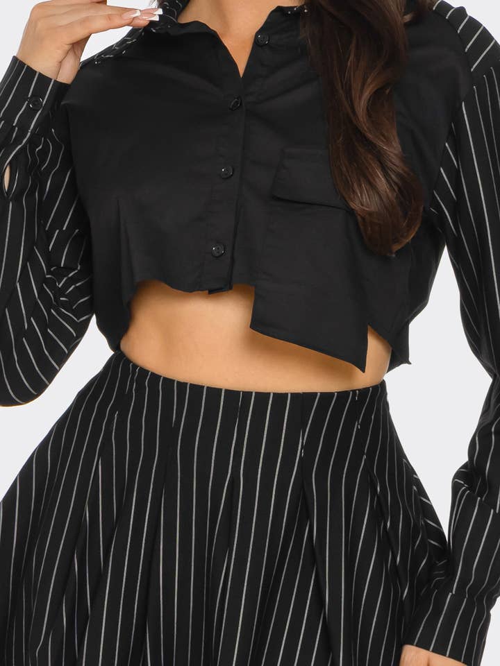 Julia by LoveJ - Wholesale Top & Skirt Set - Women's - Oversized Out Pocket Shirts Top And Skirt Set  9