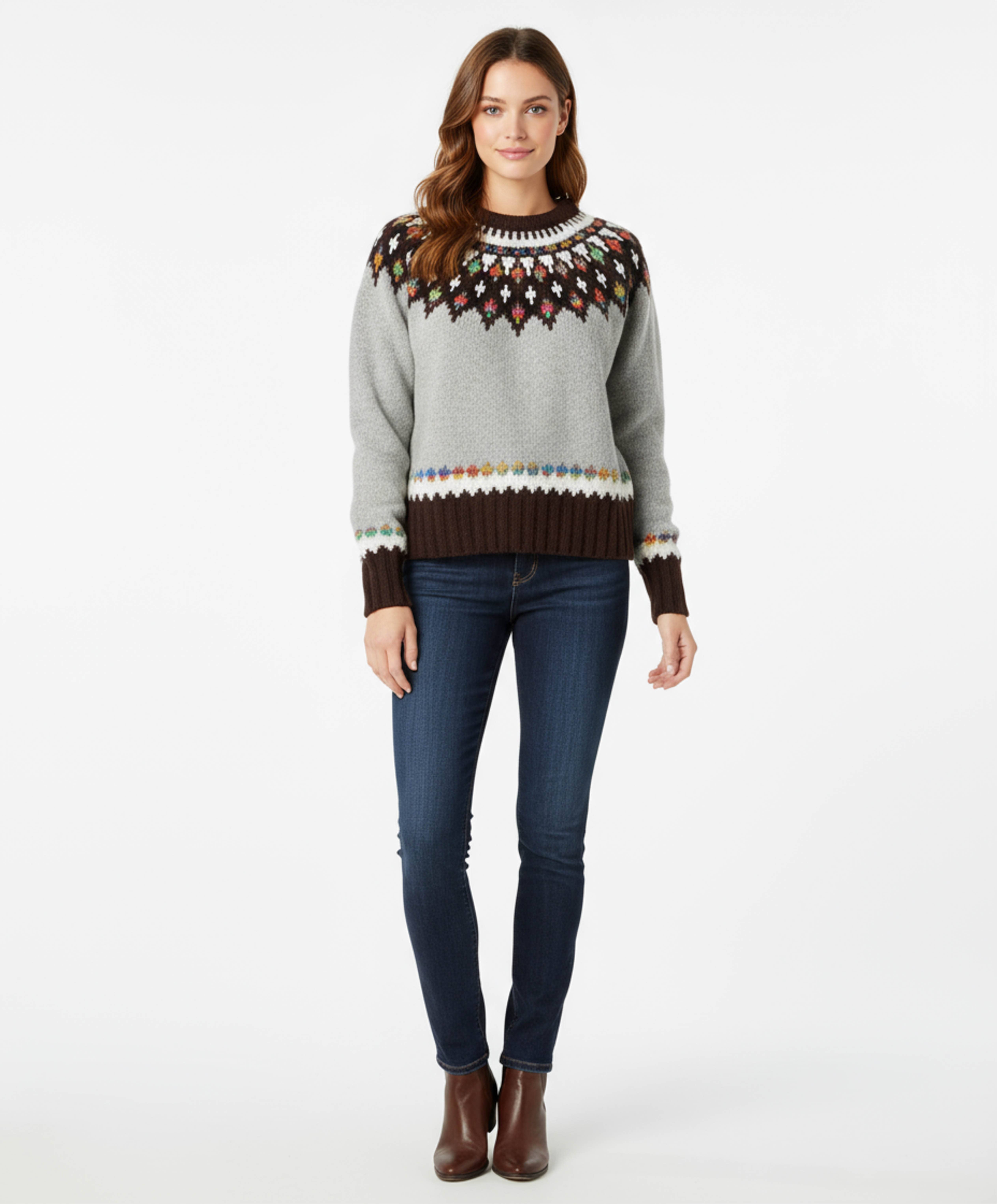 Tolani - Wholesale Knit Sweater - Women's - Sand Morley Fair Isle Sweater 1