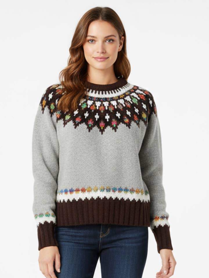 Tolani - Wholesale Knit Sweater - Women's - Sand Morley Fair Isle Sweater 1