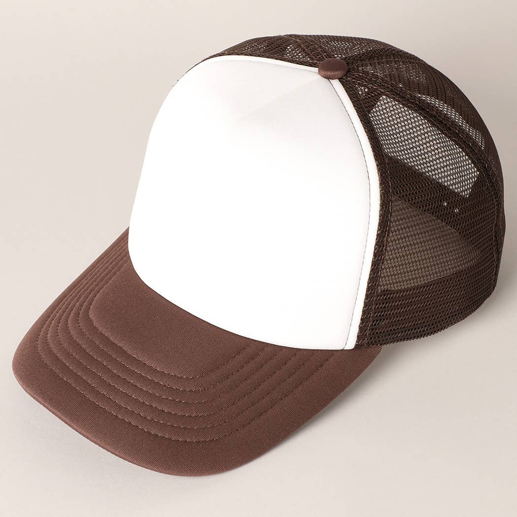 Fashion City - Wholesale Trucker Hat - Unisex - White Foam Front Colored Mesh Back Trucker Hat23